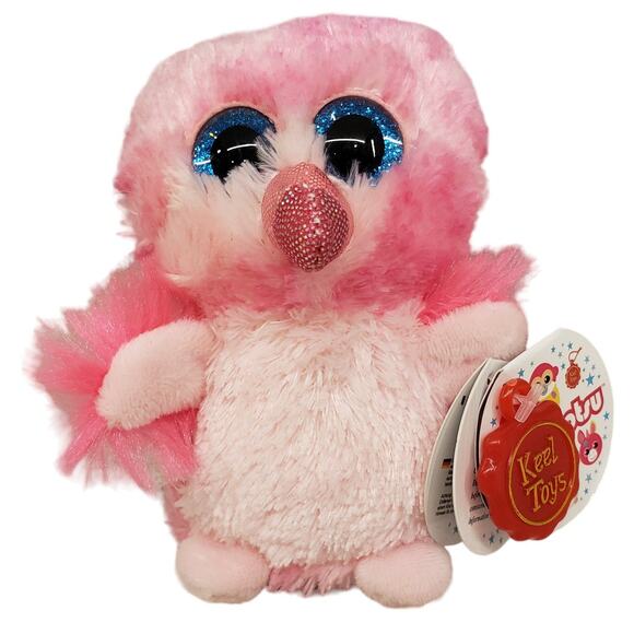 Keel Toys MINI MOTSU 4" Bean Bag Plush Single FIONA Pink Bird Blue Sparkle Eyes - Picture 9 of 9
